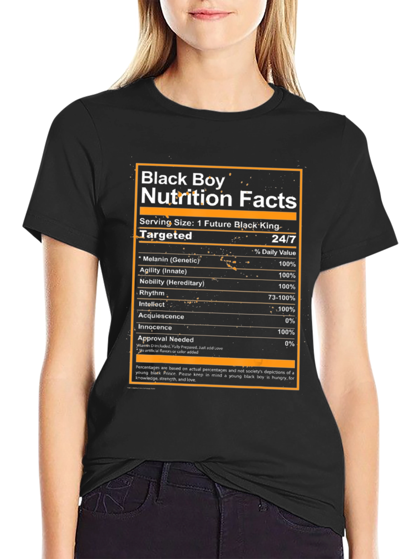 Black Boy Nutrition Facts Graphic Tee
