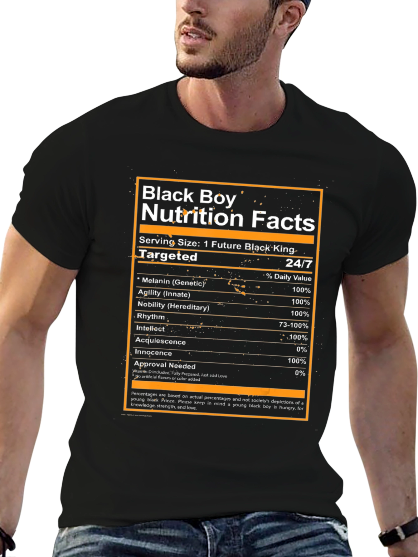 Black Boy Nutrition Facts Graphic Tee