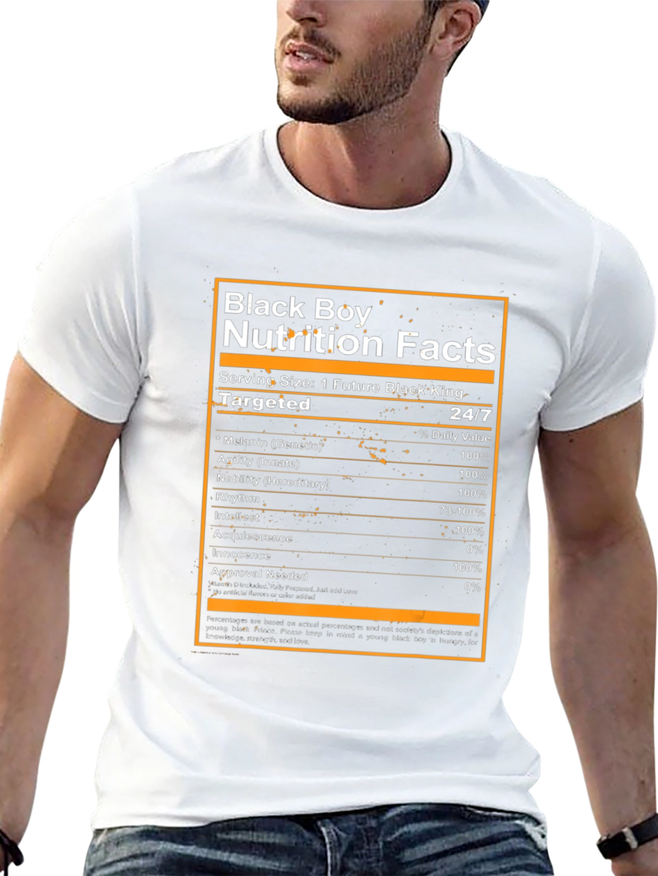 Black Boy Nutrition Facts Graphic Tee