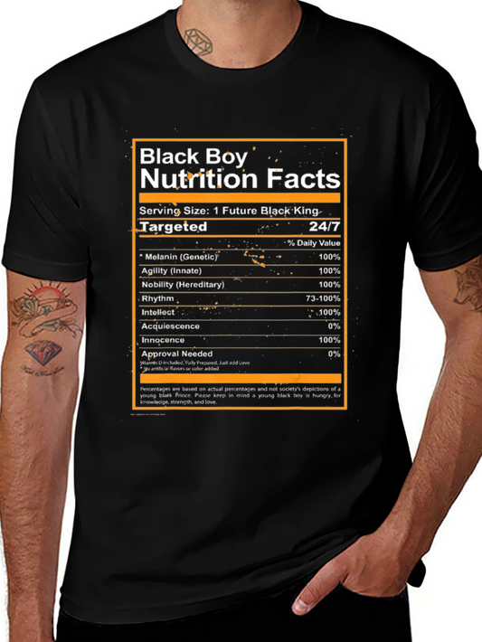 Black Boy Nutrition Facts Graphic Tee