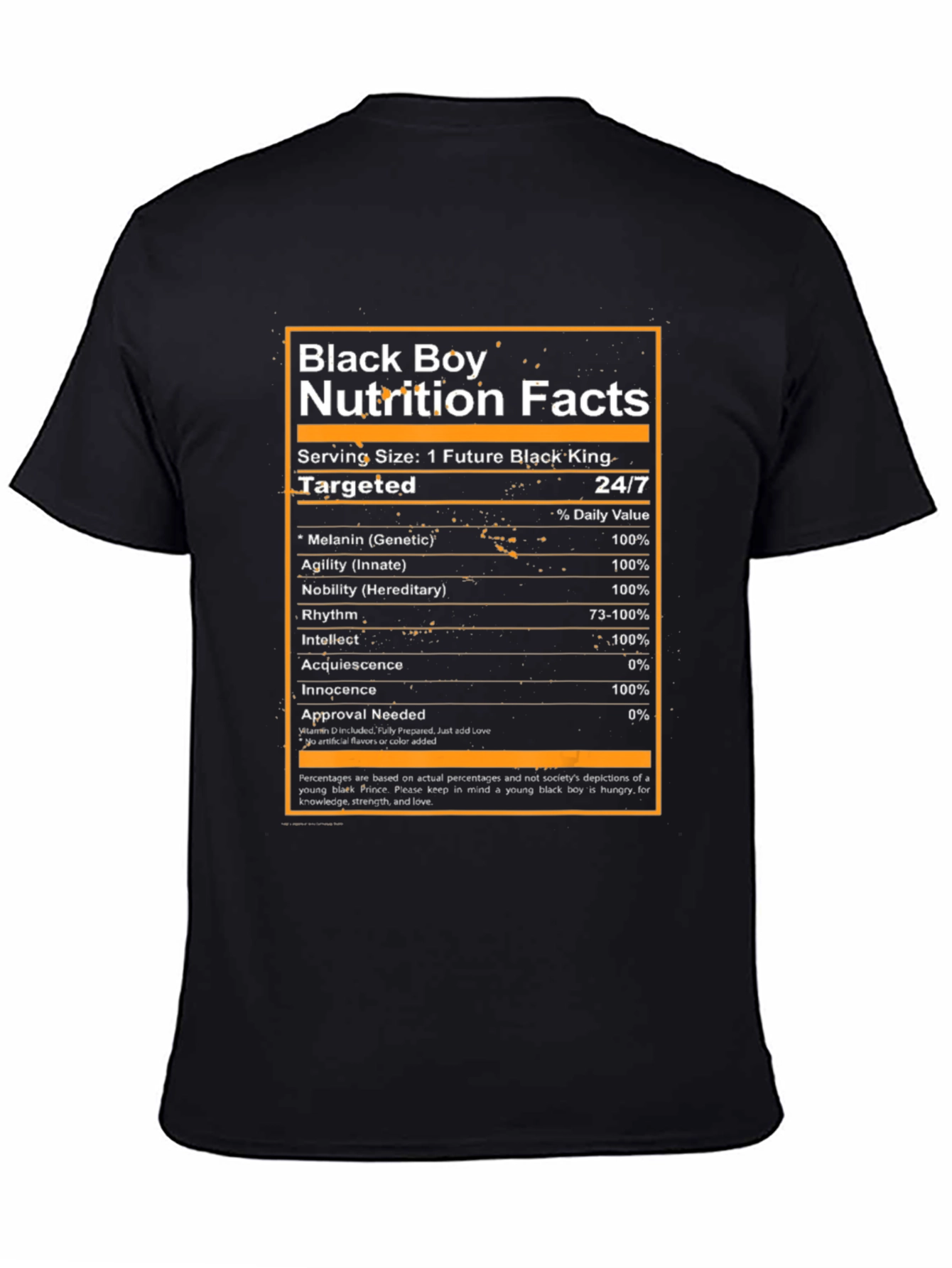 Black Boy Nutrition Facts Graphic Tee