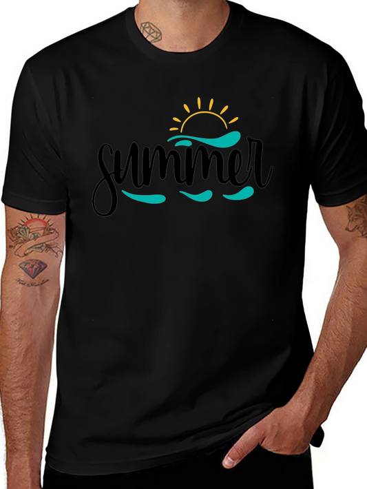 Summer Vibes Graphic Tee - Black Cotton T-Shirt