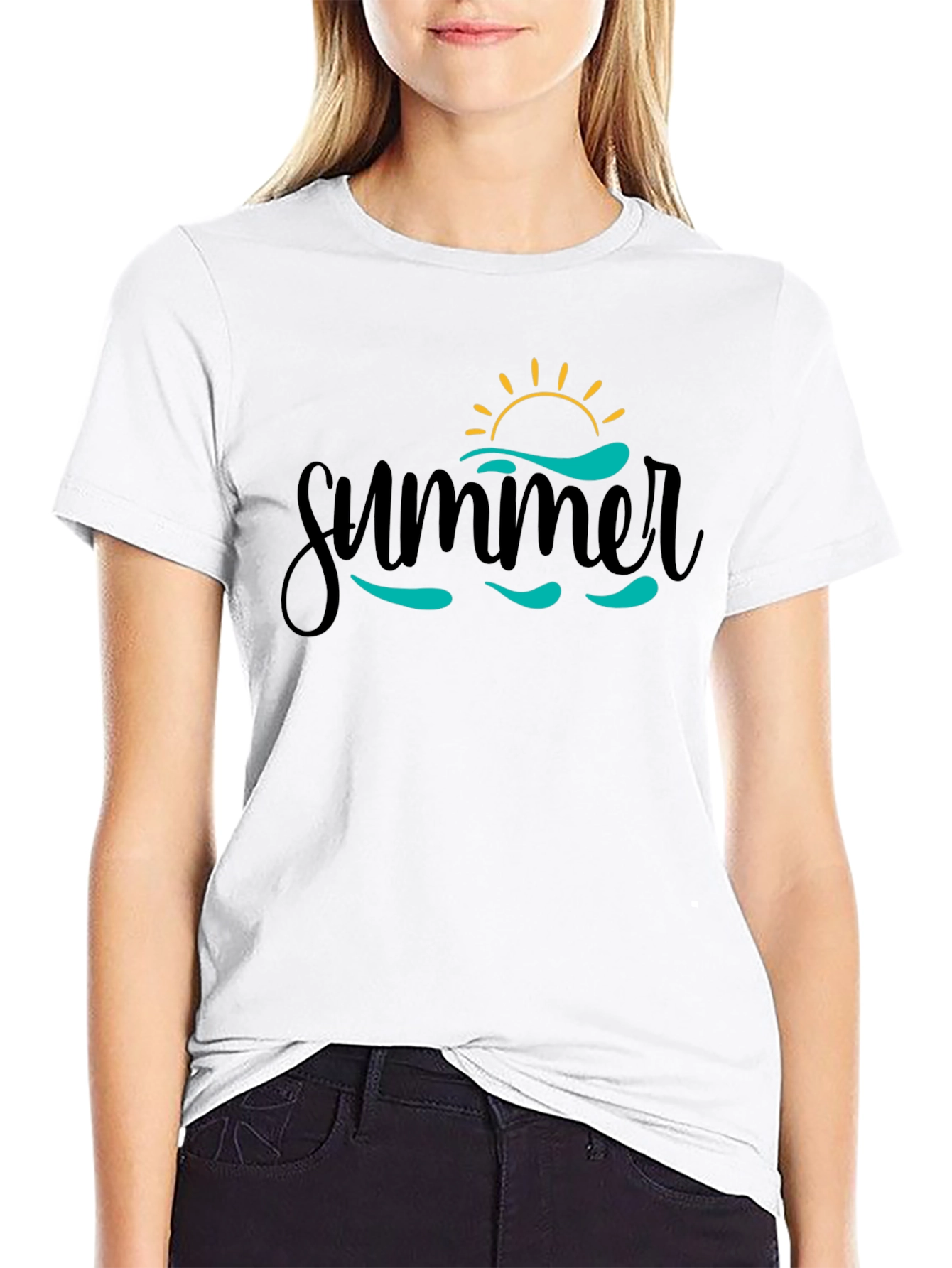 Summer Vibes Graphic Tee - Black Cotton T-Shirt