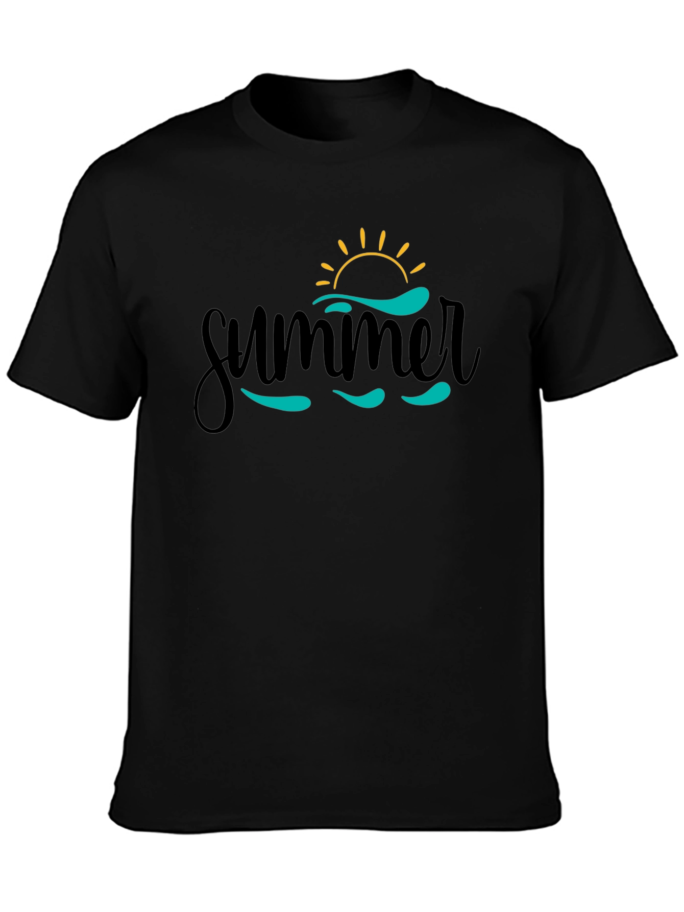 Summer Vibes Graphic Tee - Black Cotton T-Shirt