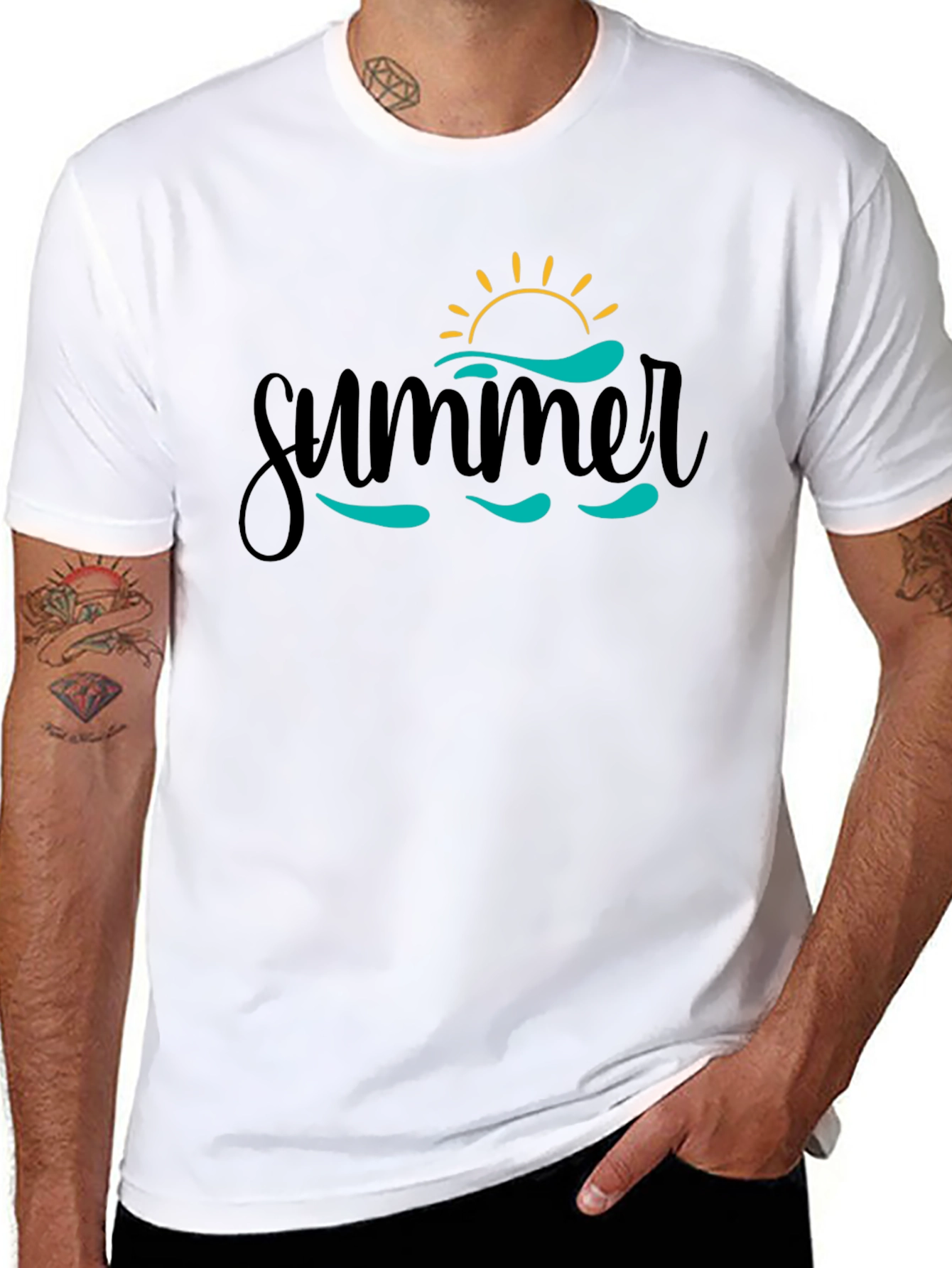 Summer Vibes Graphic Tee - Black Cotton T-Shirt