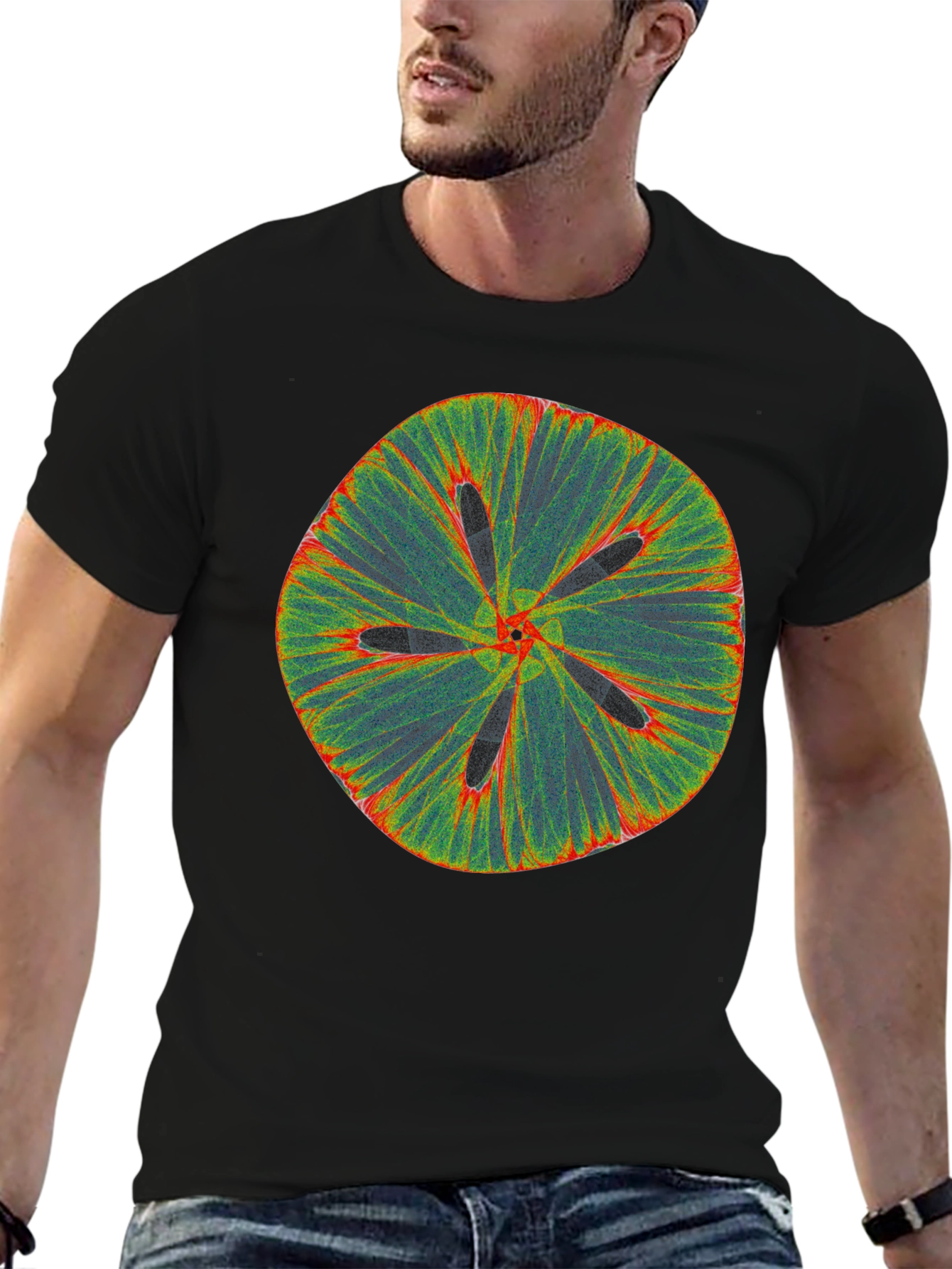 Abstract Flower Tee - Black Cotton Blend