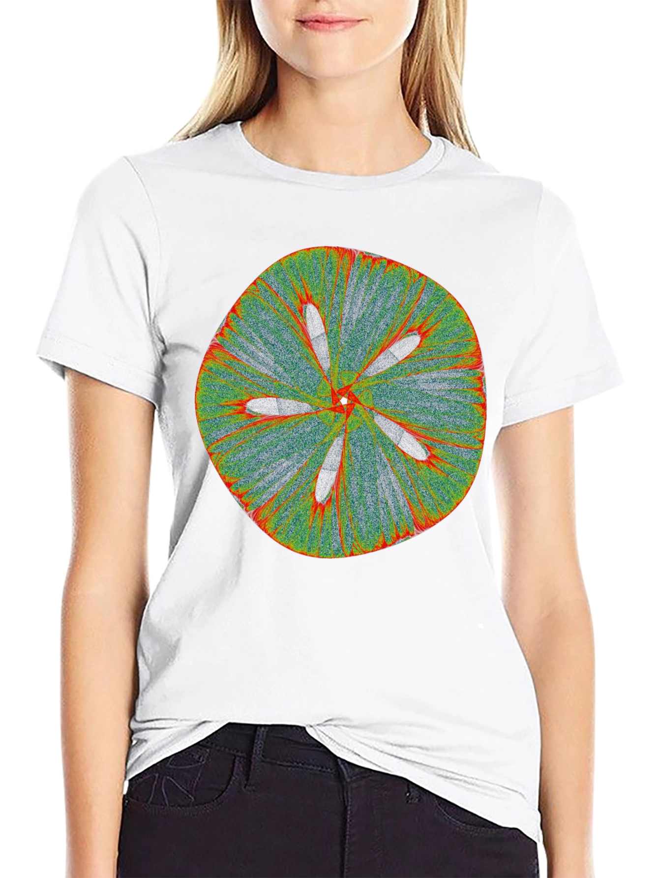 Abstract Flower Tee - Black Cotton Blend
