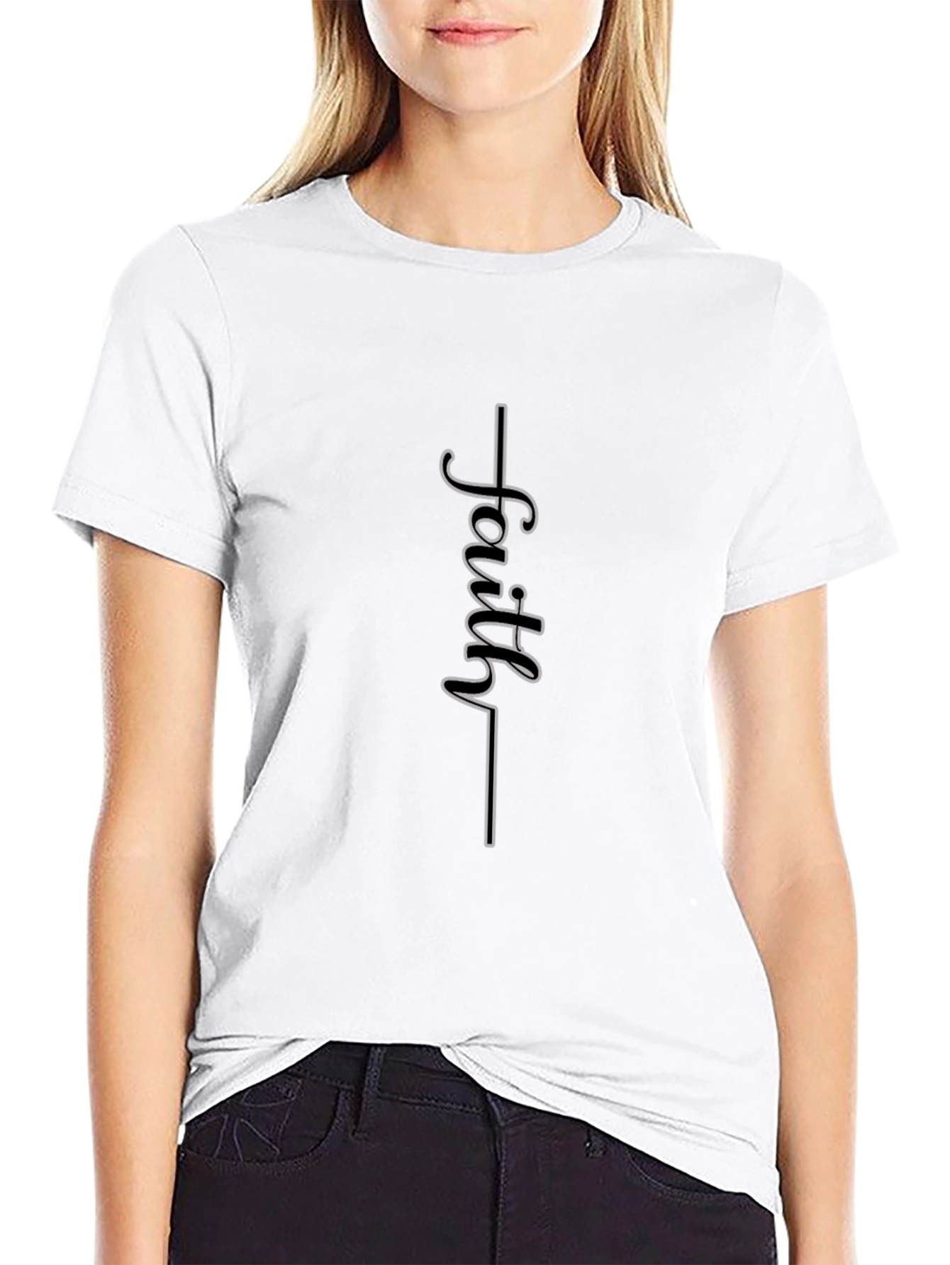 Faith Graphic Print Black Crew Neck T-Shirt