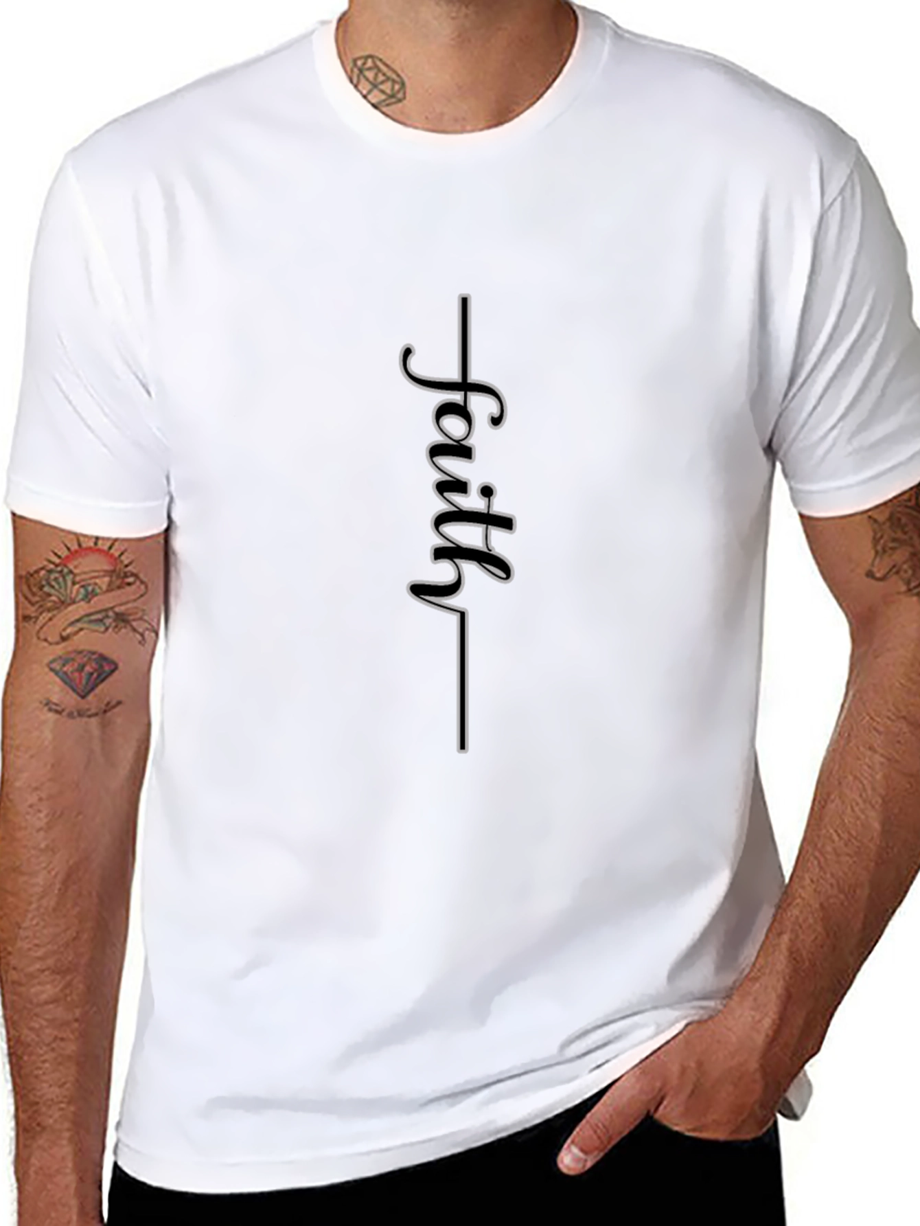 Faith Graphic Print Black Crew Neck T-Shirt