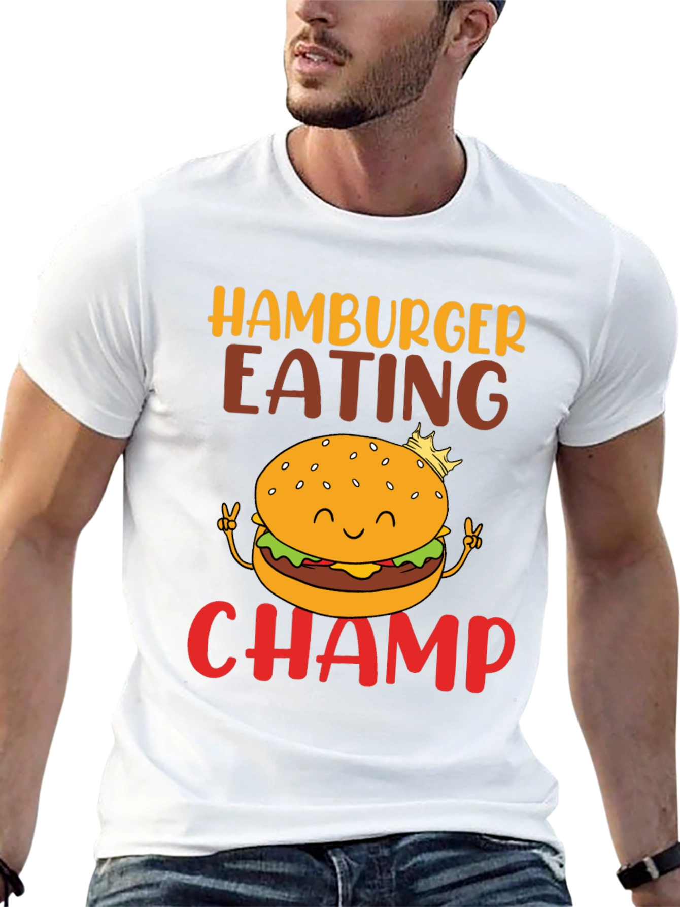 Hamburger Eating Champ Graphic T-Shirt