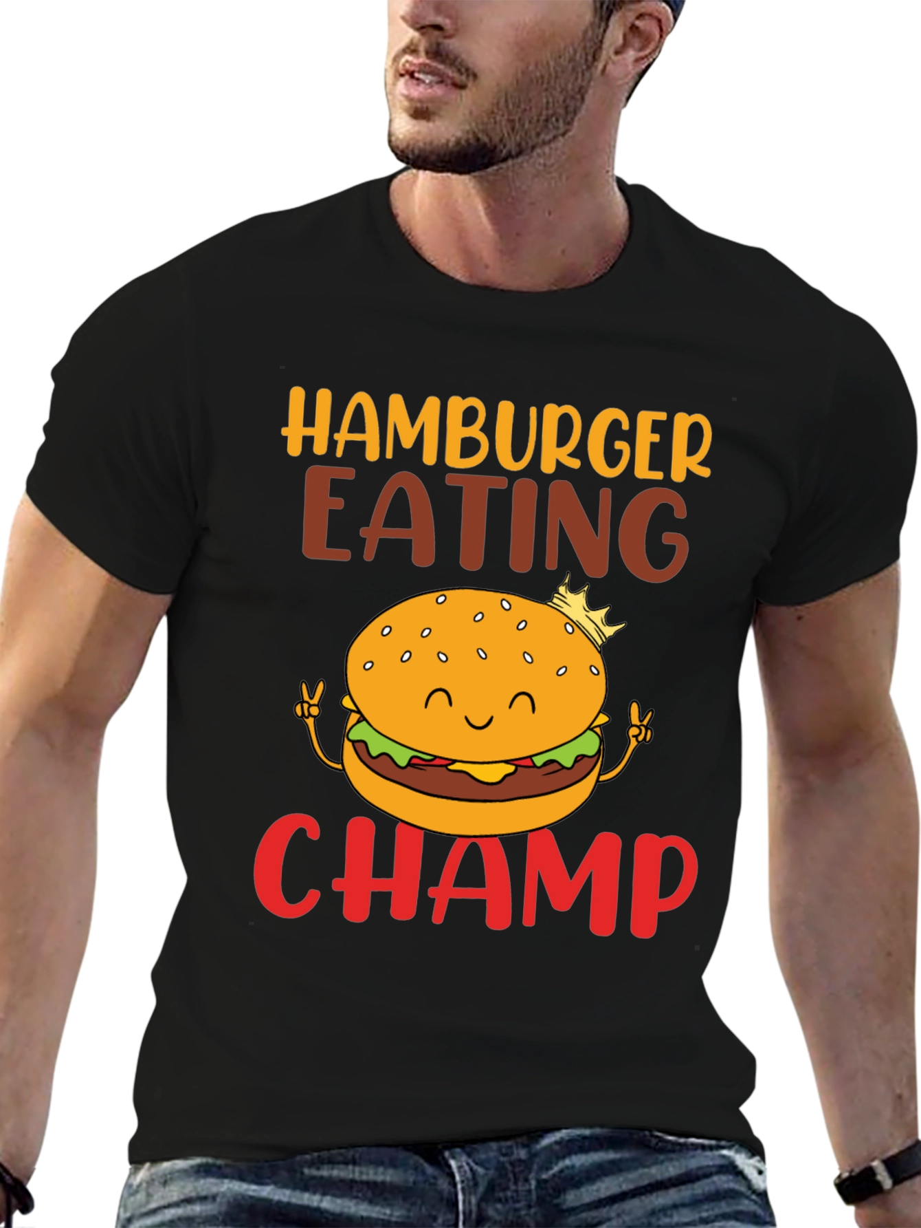 Hamburger Eating Champ Graphic T-Shirt