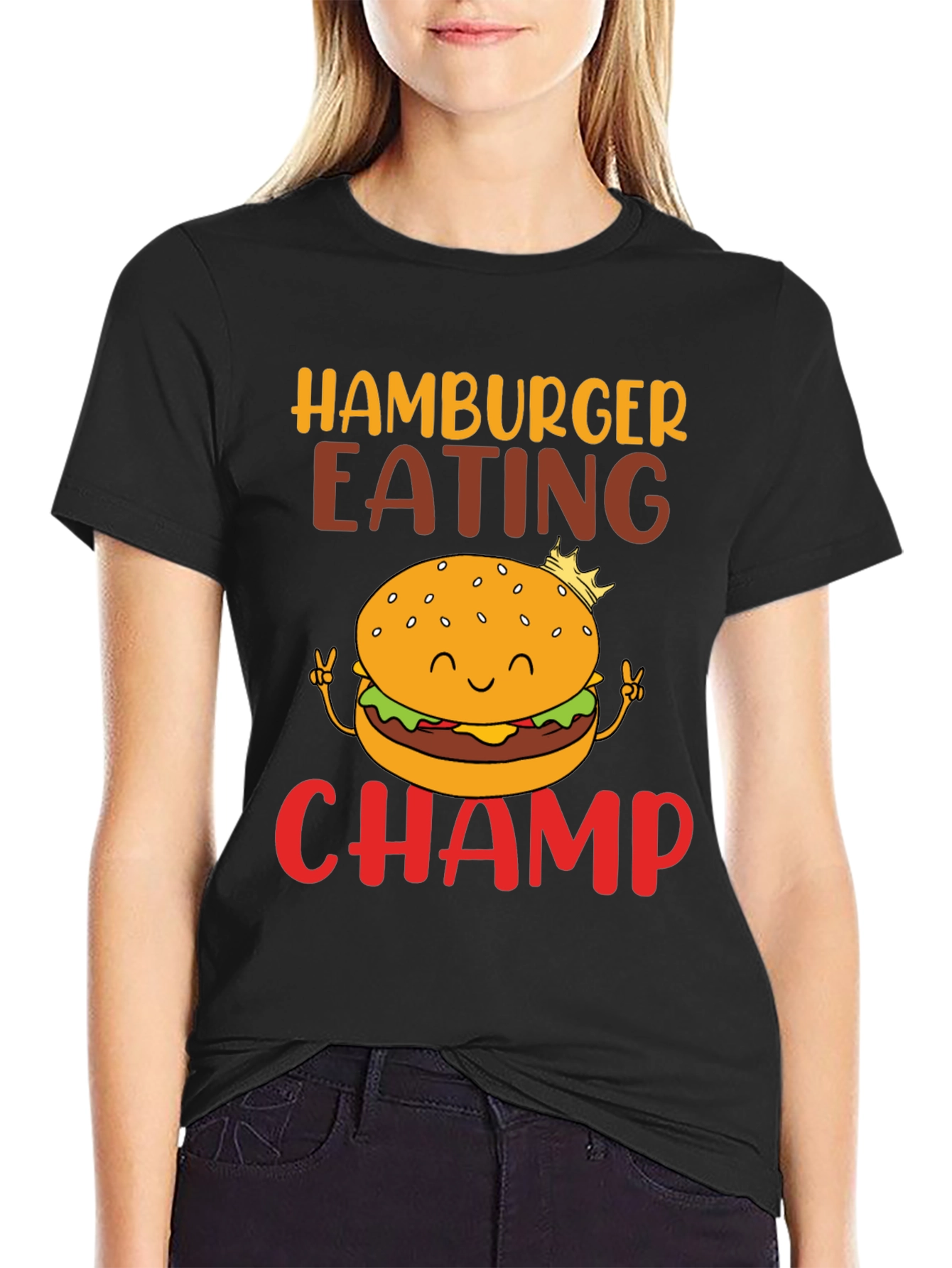Hamburger Eating Champ Graphic T-Shirt