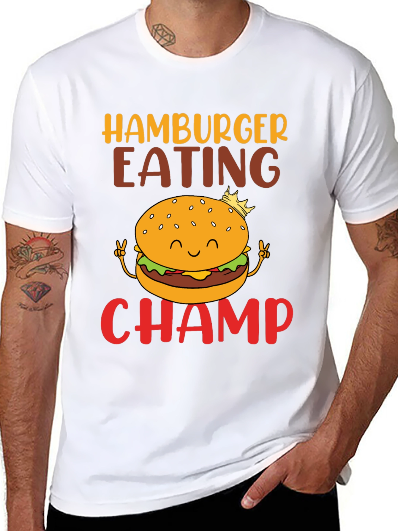 Hamburger Eating Champ Graphic T-Shirt