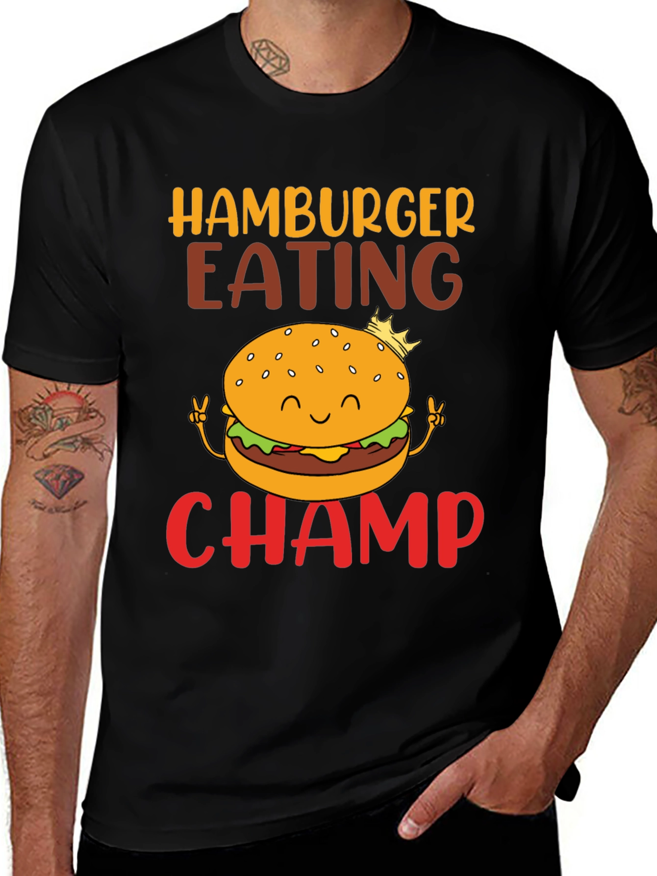 Hamburger Eating Champ Graphic T-Shirt