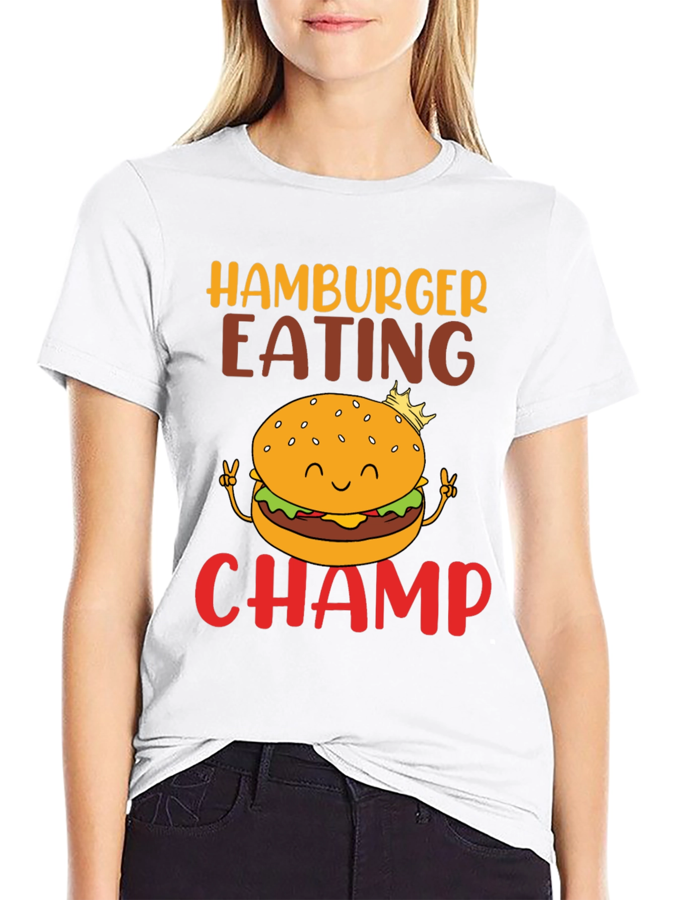 Hamburger Eating Champ Graphic T-Shirt